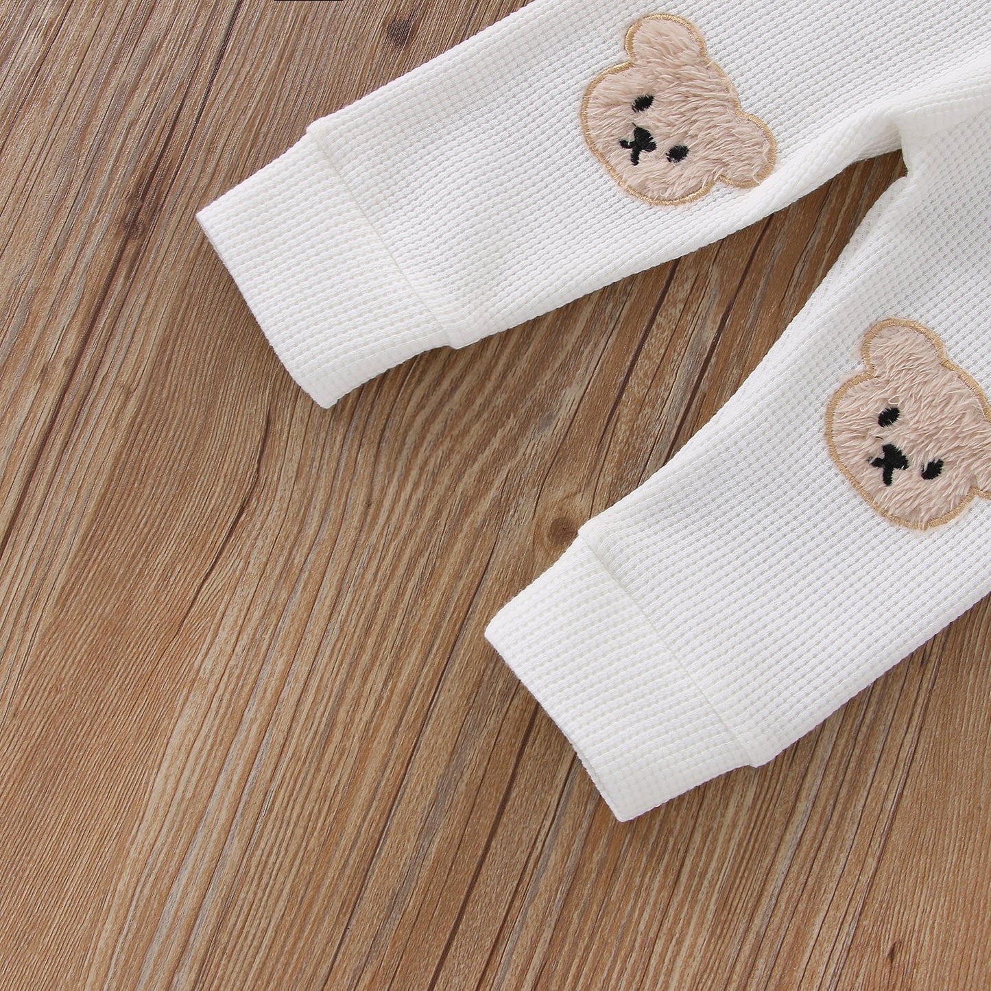 Baby Girls Boys Bear Waffle Knit Pants