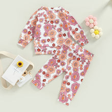 Load image into Gallery viewer, Infant Baby Girls Floral Print Long Sleeve Pullover Top and Pants Outfit Set
