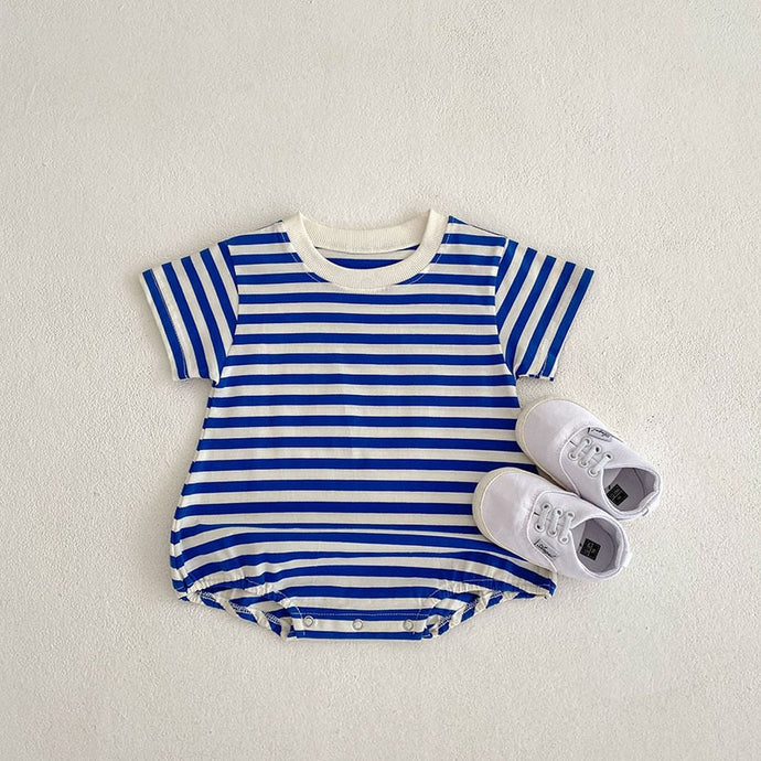 Baby Girl Boy Bodysuits Striped One Piece Short Sleeve Bubble Romper