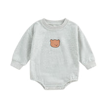 Load image into Gallery viewer, Infant Baby Boy Girl Casual Bodysuit Long Sleeve Striped Bear Printed Jumpsuit Bubble Romper
