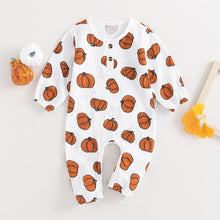 Load image into Gallery viewer, Baby Boy Girl Pumpkin Print Rompers Long Sleeve Jumpsuit Halloween Romper
