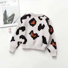 Load image into Gallery viewer, Toddler Girl Boy Fall Sweater Leopard Print Knit Crew Neck Long Sleeve Knitwear Top
