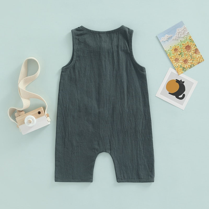 Infant Baby Boys Girls Jumpsuit Sleeveless Button Down Romper