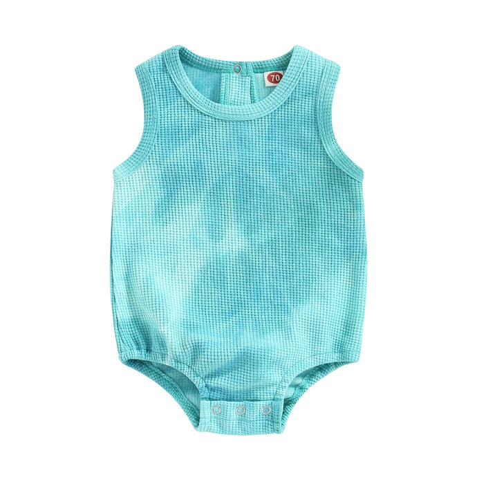 Toddler Baby Boys Girl Summer Bodysuit Tie-dye Print  Waffle Romper