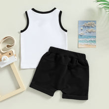 Load image into Gallery viewer, Baby Kids Boys 2Pcs Pocket Two Color Tank Top with Elastic Waist Shorts Outfit

