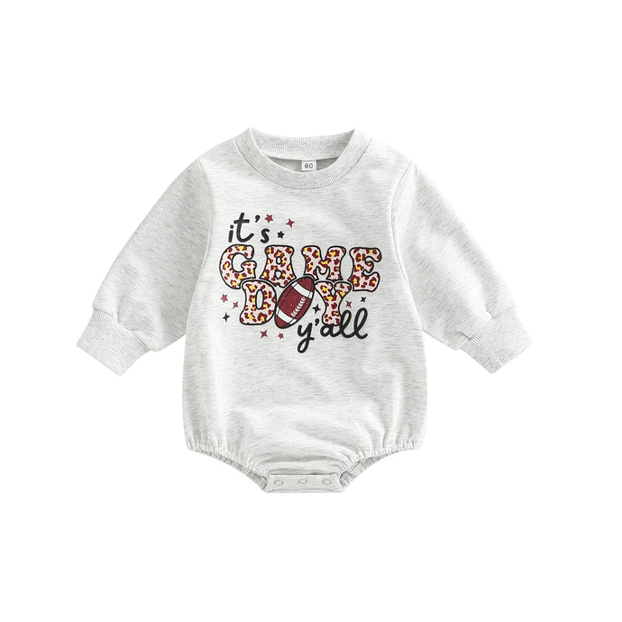 Its Game Day Yall Infant Baby Girl Boy Football Season Bodysuit Long Sleeve Jumpsuit Bubble Romper