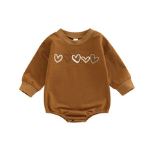 Load image into Gallery viewer, Baby Girl Boy Infant Bodysuit Heart Print Crew Neck Long Jumpsuit Bubble Romper

