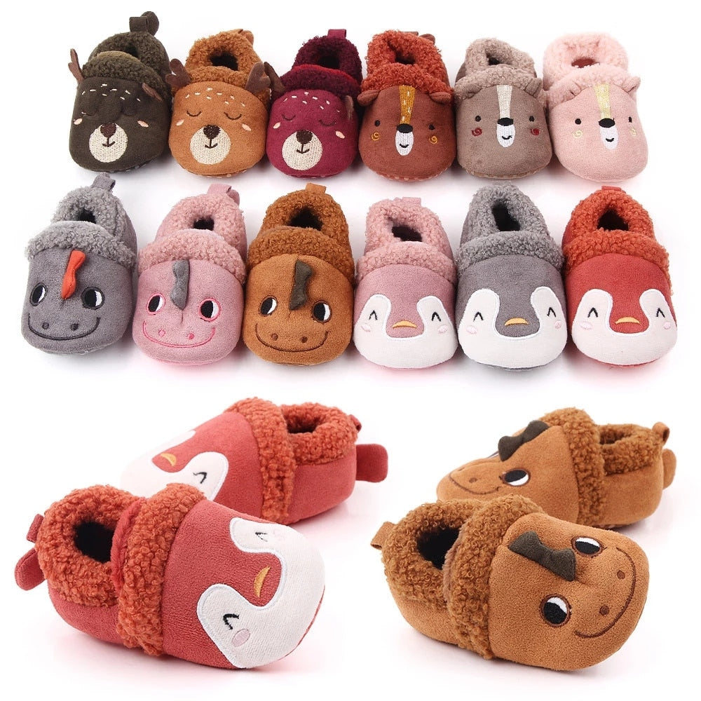 Newborn Infant Baby Shoes Anti-slip First Walker Animal Slippers