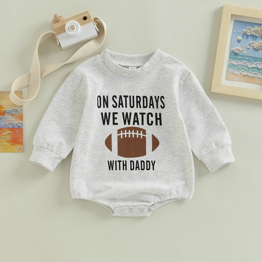 Infant Baby Girl Boy College Football Bodysuit On Saturdays We Watch Football With Daddy Jumpsuit Bubble Romper