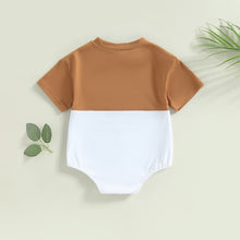 Load image into Gallery viewer, Infant Baby Boys Girls Casual Bodysuit Color Block Short Sleeve Crew Neck Pocket Jumpsuits Bubble Romper
