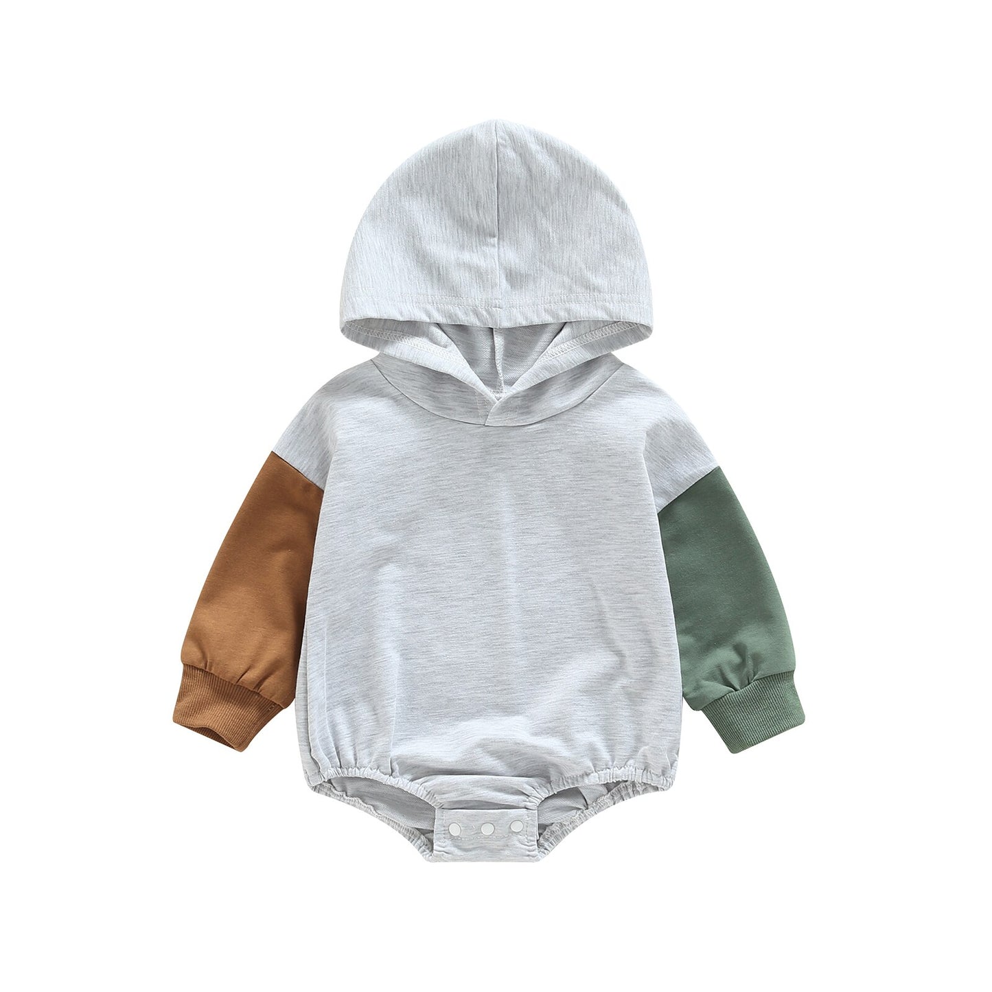 Infant Baby Boys Girls Bodysuit Long Sleeve Hooded Color Block Bodysuit Bubble Romper