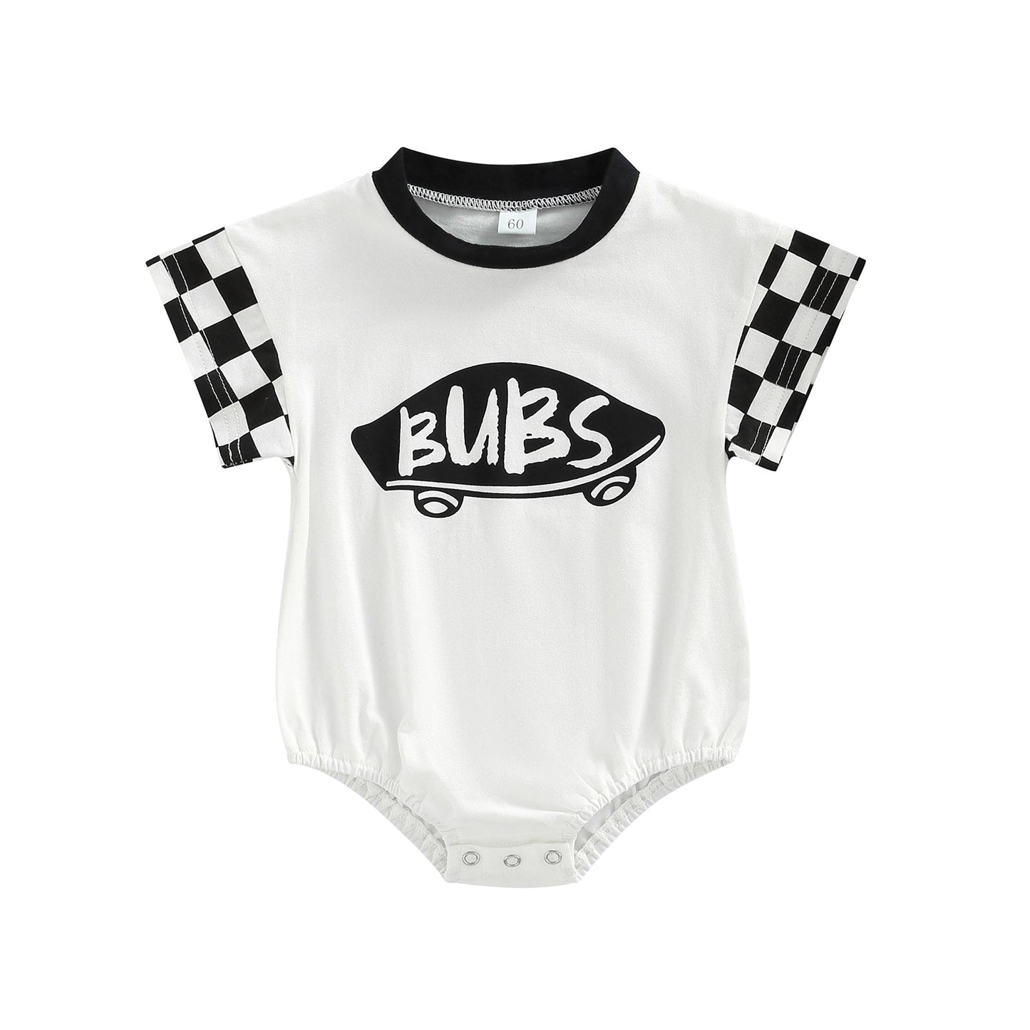 Bubs Checkered Infant Baby Girl Boy Plaid Short Sleeve Romper