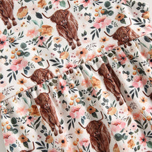 Load image into Gallery viewer, Infant Baby Girls Bodysuit Sling Romper Tie Tank Top Cattle Cow Head Floral Print Bubble Romper

