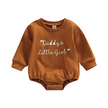 Load image into Gallery viewer, Baby Girls Long Sleeve Crew Neck Heart Daddy&#39;s Little Girl Print Jumpsuit Bubble Romper
