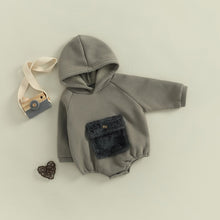 Load image into Gallery viewer, Infant Baby Girls Boys Hooded Romper Long Sleeve Fuzzy Pocket Bubble Romper
