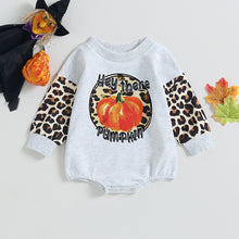 Load image into Gallery viewer, Baby Toddler Girls Romper Crew Neck Long Sleeve Leopard Pumpkin Print Halloween Clothes
