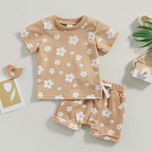 Load image into Gallery viewer, Toddler Baby Girl 2Pcs Summer Short Sleeve Floral Printed Crew Neck Shirt Top Shorts Outfit
