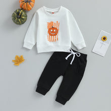 Load image into Gallery viewer, Baby Toddler Boys 2Pcs Halloween Clothes Sets Long Sleeve Pumpkin Print Tops Drawstring Pants Sets
