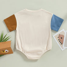 Load image into Gallery viewer, Baby Infant Girl Boy Bodysuit Short Sleeve Crew Neck Color Block Bubble Romper
