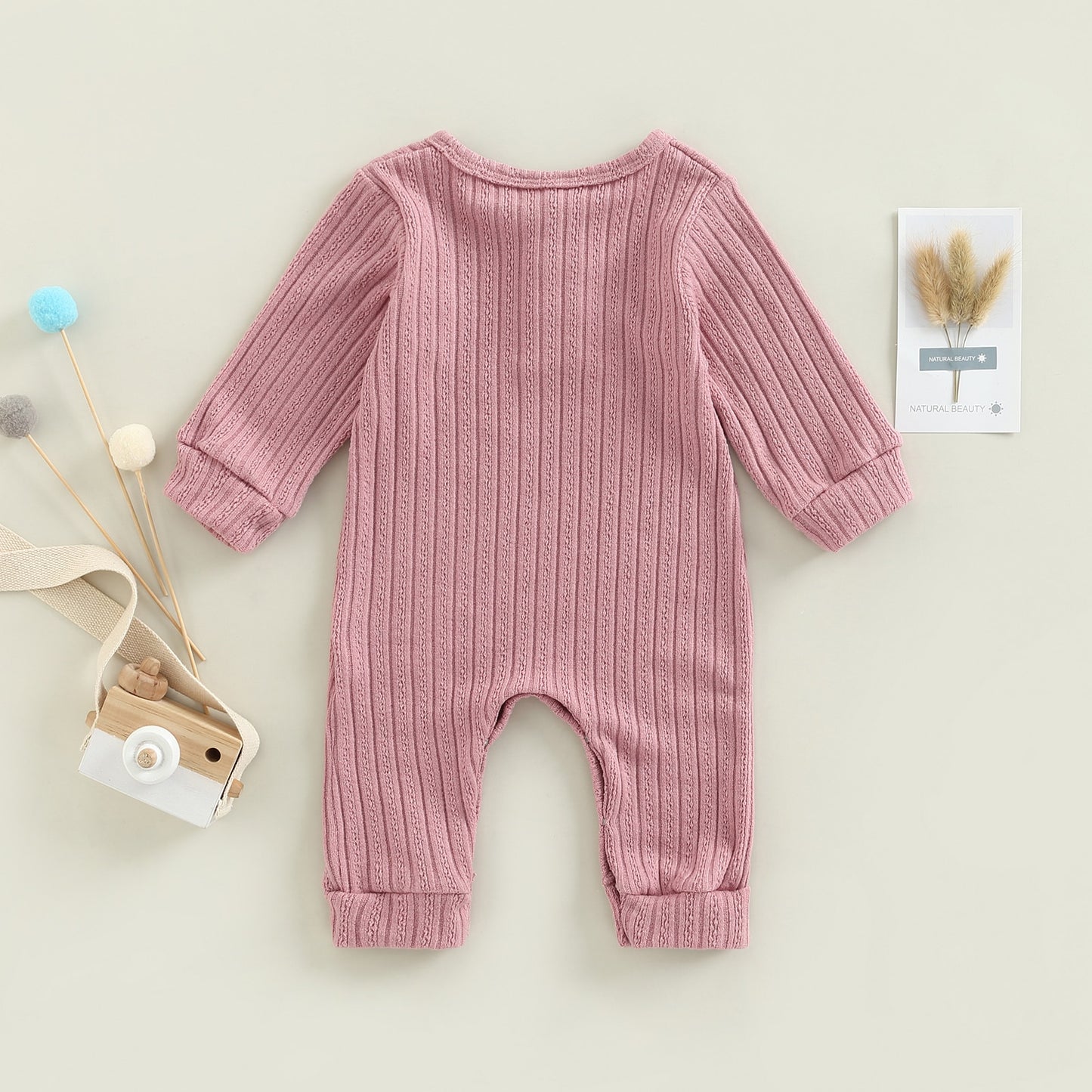 Infant Baby Girl Boy Autumn Romper Long Sleeve Solid O-Neck Jumpsuit