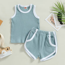 Load image into Gallery viewer, Toddler Baby Boy Girl 2PCS Outfit Sleeveless Ribbed Tank Top and Shorts Set
