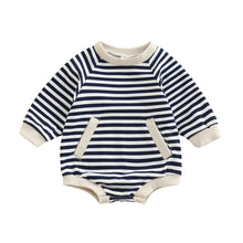 Load image into Gallery viewer, Infant Baby Boy Girl Bodysuit Long Sleeve Striped Printed Crew neck Casual Jumpsuit Bubble Romper
