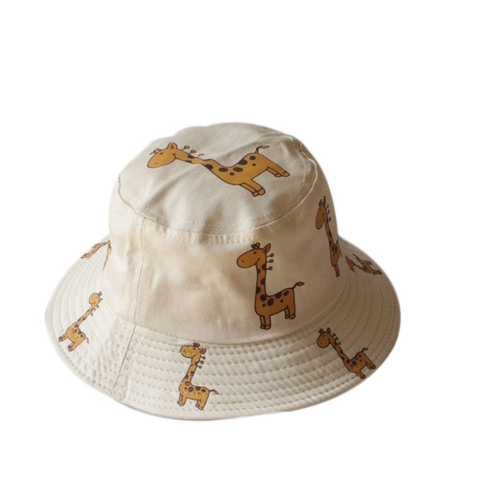 Bucket Hats Cartoon Giraffe Sun Hat Girls Boys Outdoor Beach Hat Camping Fishing Cap Panama Cap