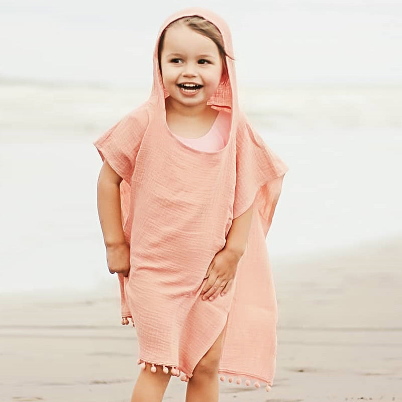 Pom Tassel Boho Long Cardigan Poncho Infant Toddler Girl Boy Swim Beach Cover Up