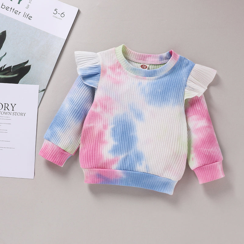 2 Piece Tie Dye Infant Toddler Girl Flutter Top with Jogger Bottoms Set