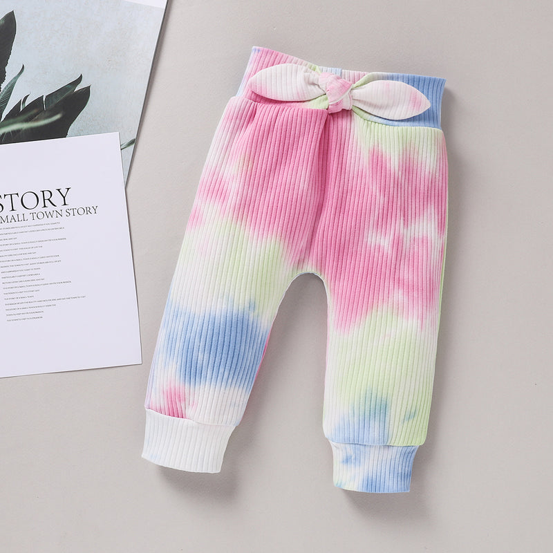 2 Piece Tie Dye Infant Toddler Girl Flutter Top with Jogger Bottoms Set