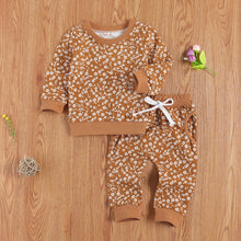 Load image into Gallery viewer, 2 Piece Dainty Floral Baby Girl Long Sleeve Crewneck Top and Pants Set
