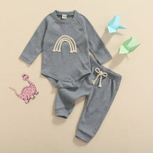 Load image into Gallery viewer, Waffle Knit Neutral Tone Yarn Rainbow Newborn Baby Girl Boy Set
